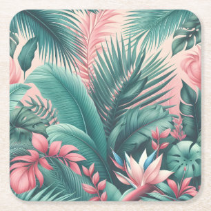 Dessous-de-verre Carré En Papier Motif botanique du Paradis tropical