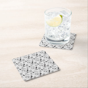 Dessous-de-verre Carré En Papier Motif cachemire noir et blanc – Art textile élégan