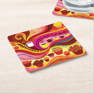 Dessous-de-verre Carré En Papier Motif café et muffins