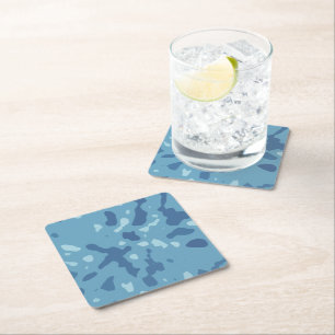 Dessous-de-verre Carré En Papier Motif camouflage abstrait bleu pastel 