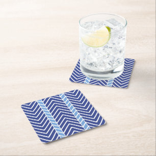 Dessous-de-verre Carré En Papier Motif Chevron Bleu