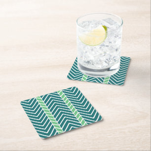 Dessous-de-verre Carré En Papier Motif Chevron Sarcelle