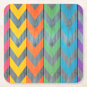 Dessous-de-verre Carré En Papier Motif Chevron Sur La Texture Du Bois