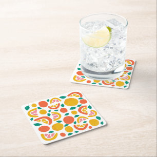 Dessous-de-verre Carré En Papier Motif Citron Orange Pamplemousse