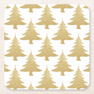 Dessous-de-verre Carré En Papier motif clair élégant d'arbre de Noël de parties