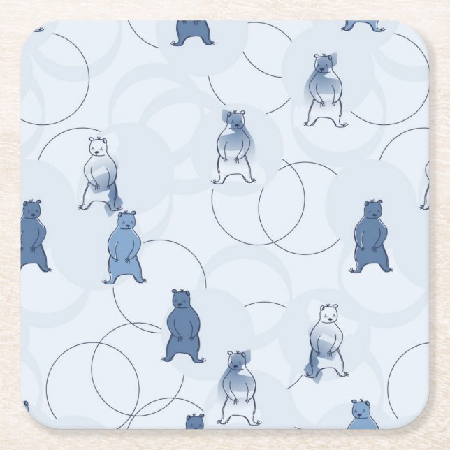 Dessous-de-verre Carré En Papier motif comportant un ours gris (Devant)