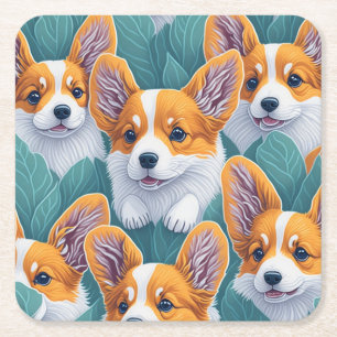 Dessous-de-verre Carré En Papier Motif Corgi
