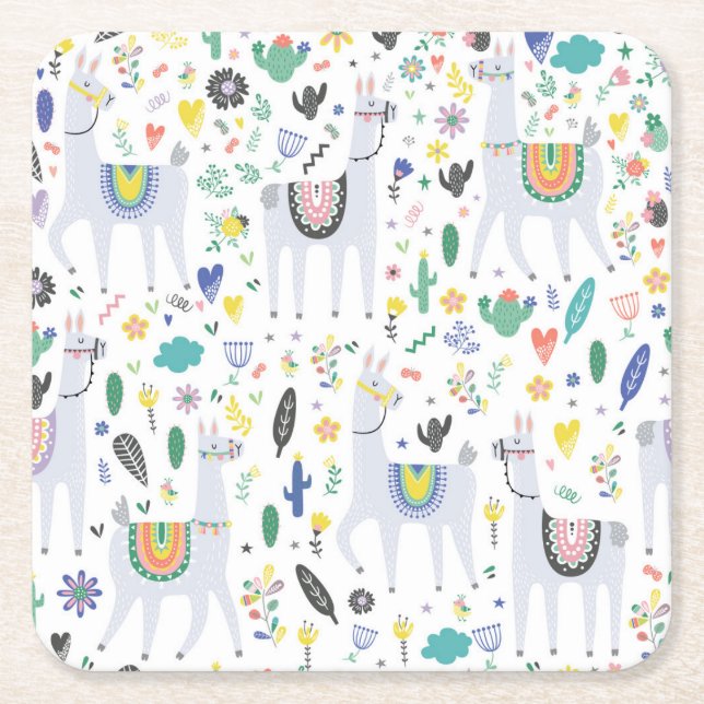 Dessous-de-verre Carré En Papier Motif d'alpaga de griffonnage (Devant)