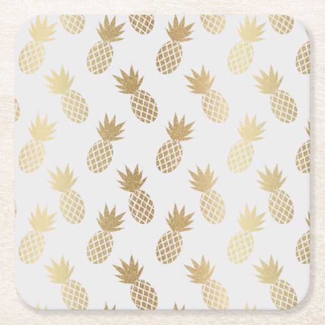 Dessous-de-verre Carré En Papier Motif d'ananas (Devant)