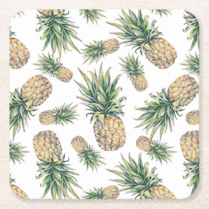 Dessous-de-verre Carré En Papier Motif d'ananas aquarelle