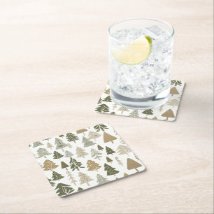 Dessous-de-verre Carré En Papier Motif d'arbre de Noël moderne