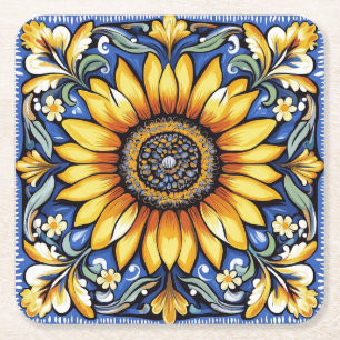 Dessous-de-verre Carré En Papier Motif d'art populaire ukrainien.