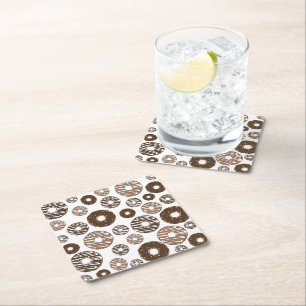 Dessous-de-verre Carré En Papier Motif de beignes, beignets de chocolat, beignets d