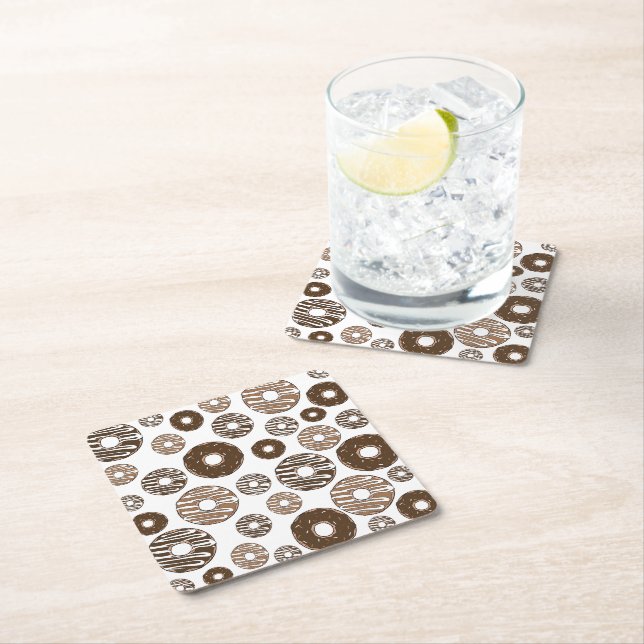 Dessous-de-verre Carré En Papier Motif de beignes, beignets de chocolat, beignets d (En situation)