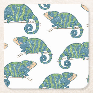 Dessous-de-verre Carré En Papier Motif de caméléon