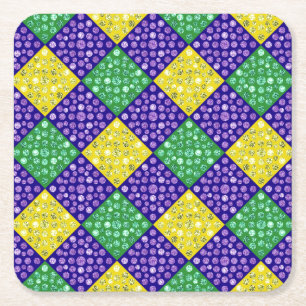 Dessous-de-verre Carré En Papier Motif de carnaval de diamant de harlequin de mardi