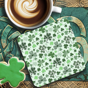 Dessous-de-verre Carré En Papier Motif de cœurs de trèfle vert clair ludique celtiq