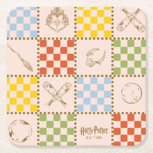 DESSOUS-DE-VERRE CARRÉ EN PAPIER MOTIF DE CONTRÔLE D'ÉQUIPE QUIDDITCH™ HOGWARTS™