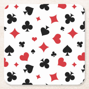 Dessous-de-verre Carré En Papier Motif de couleurs de cartes à jouer modernes