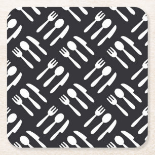 Dessous-de-verre Carré En Papier Motif de couteau de cuillère de fourchette