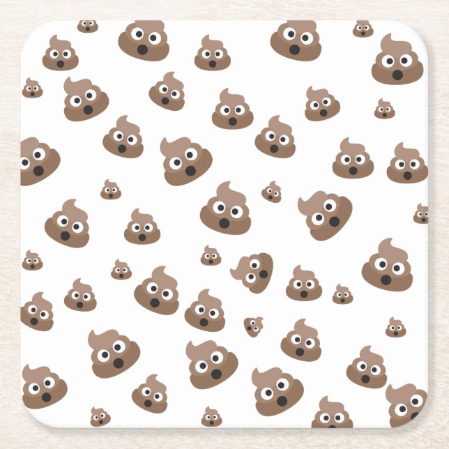 Dessous-de-verre Carré En Papier Motif de Cute Poop Emoji (Devant)