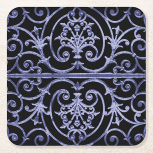 Dessous-de-verre Carré En Papier Motif de défilement Indigo