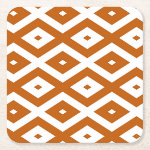 Dessous-de-verre Carré En Papier Motif de diamant orange et blanc brûlé
