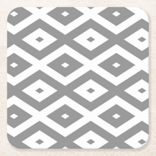 Dessous-de-verre Carré En Papier Motif de diamants gris et blanc