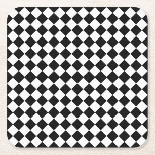 Dessous-de-verre Carré En Papier Motif de diamants noir et blanc par Shirley Taylor