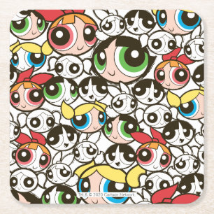 Dessous-de-verre Carré En Papier Motif de face pour les filles Powerpuff