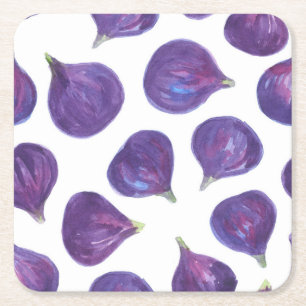 Dessous-de-verre Carré En Papier Motif de figues aquarelle