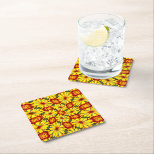 Dessous-de-verre Carré En Papier Motif de fleurs d'or