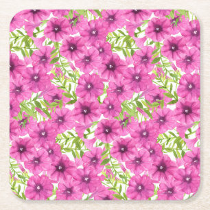 Dessous-de-verre Carré En Papier Motif de fleurs pétunia rose