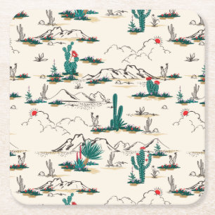 Dessous-de-verre Carré En Papier Motif de floraison de Succulents