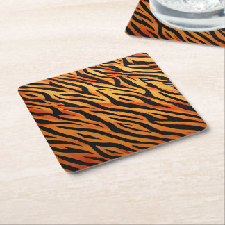 Dessous-de-verre Carré En Papier Motif de fourrure à rayures de tigre