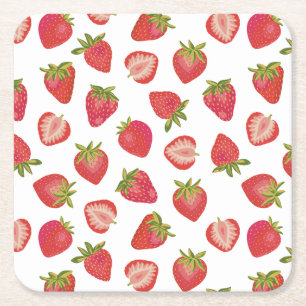 Dessous-de-verre Carré En Papier Motif de fraises rouges