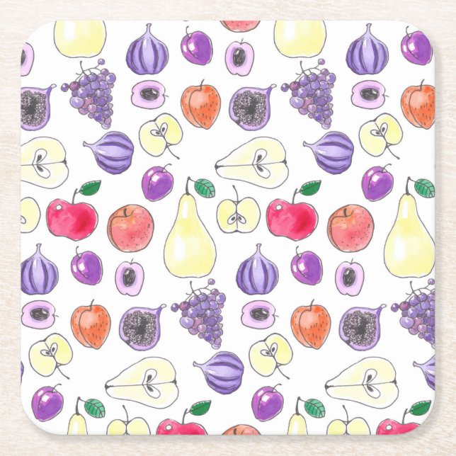 Dessous-de-verre Carré En Papier Motif de fruits (Devant)