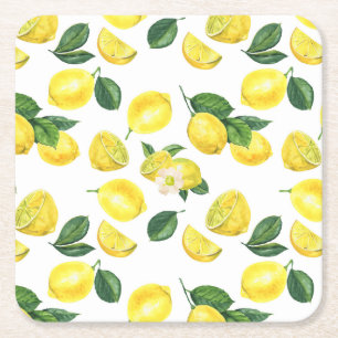 Dessous-de-verre Carré En Papier Motif de fruits aux citrons jaunes