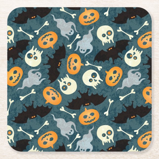 Dessous-de-verre Carré En Papier Motif de Halloween (Devant)