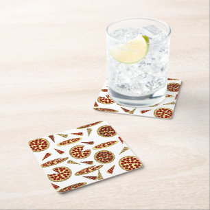 Dessous-de-verre Carré En Papier Motif de l'amoureux de pizza