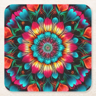Dessous-de-verre Carré En Papier Motif de mandala géométrique coloré-342323