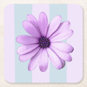 Dessous-de-verre Carré En Papier Motif de marguerite bleue et violette