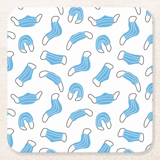 Dessous-de-verre Carré En Papier motif de masque Médicale (Devant)