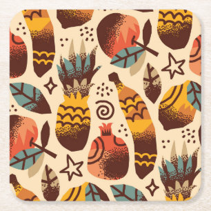Dessous-de-verre Carré En Papier Motif de mélange de fruits tropicaux colorés