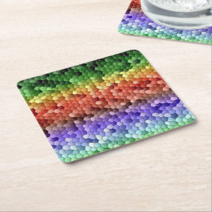 Dessous-de-verre Carré En Papier Motif de mosaïque arc-en-ciel
