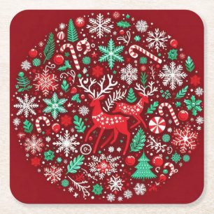 Dessous-de-verre Carré En Papier Motif de Noël