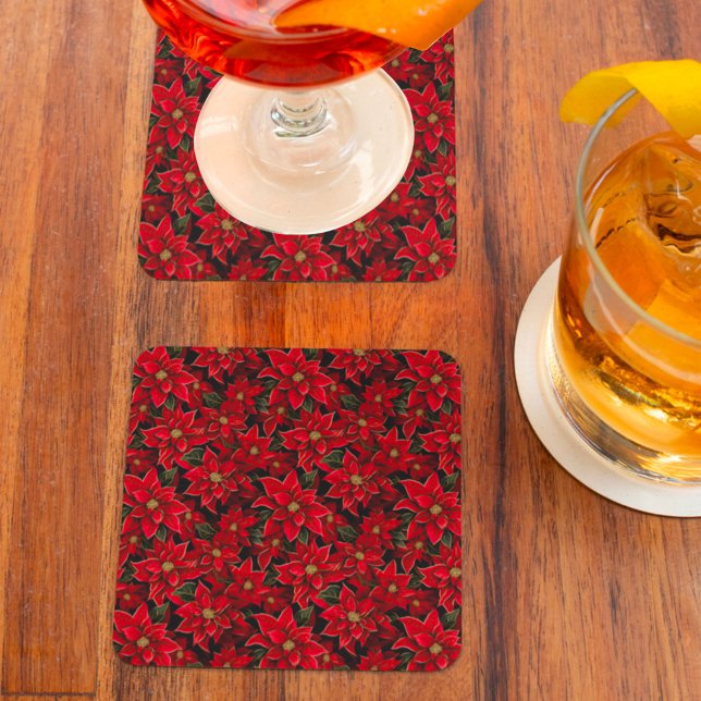 Dessous-de-verre Carré En Papier Motif de Noël des Fêtes Rouges (Créateur téléchargé)