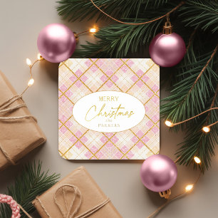 Dessous-de-verre Carré En Papier Motif de Noël en or rose #28 ID1009