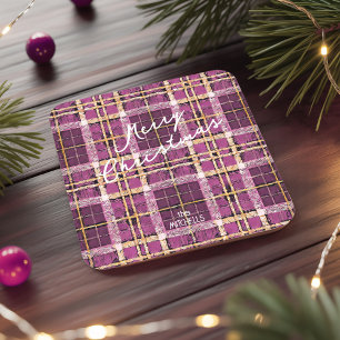 Dessous-de-verre Carré En Papier Motif de Noël Magenta Gold n° 7 ID1009