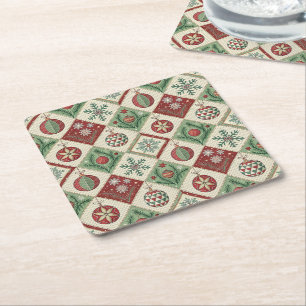 Dessous-de-verre Carré En Papier Motif de Noël patchwork vintage matelassé